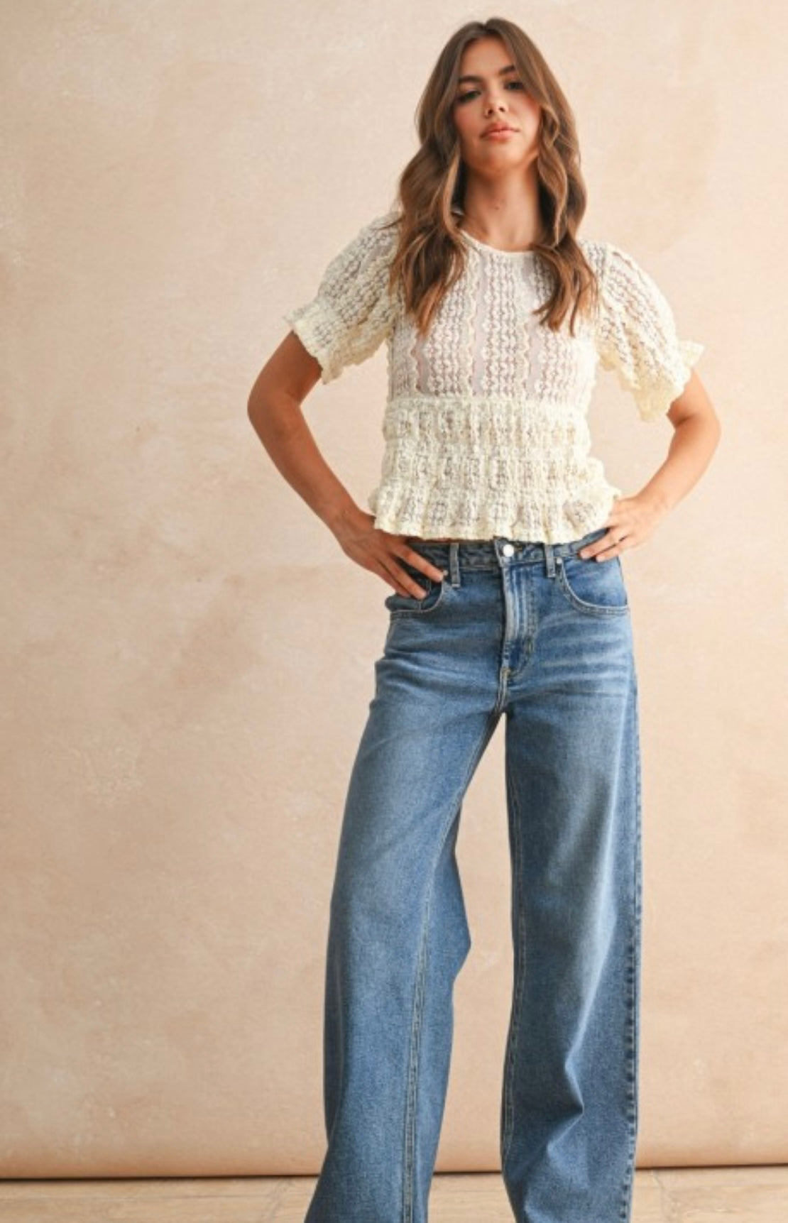 Stacey Short Sleeve Lace Blouse