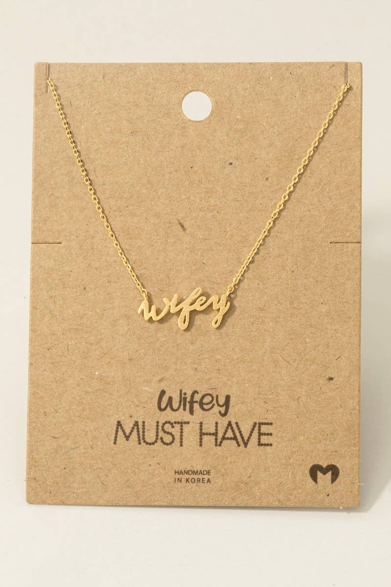 Gold Dipped Wifey Handwritten Pendant Necklace