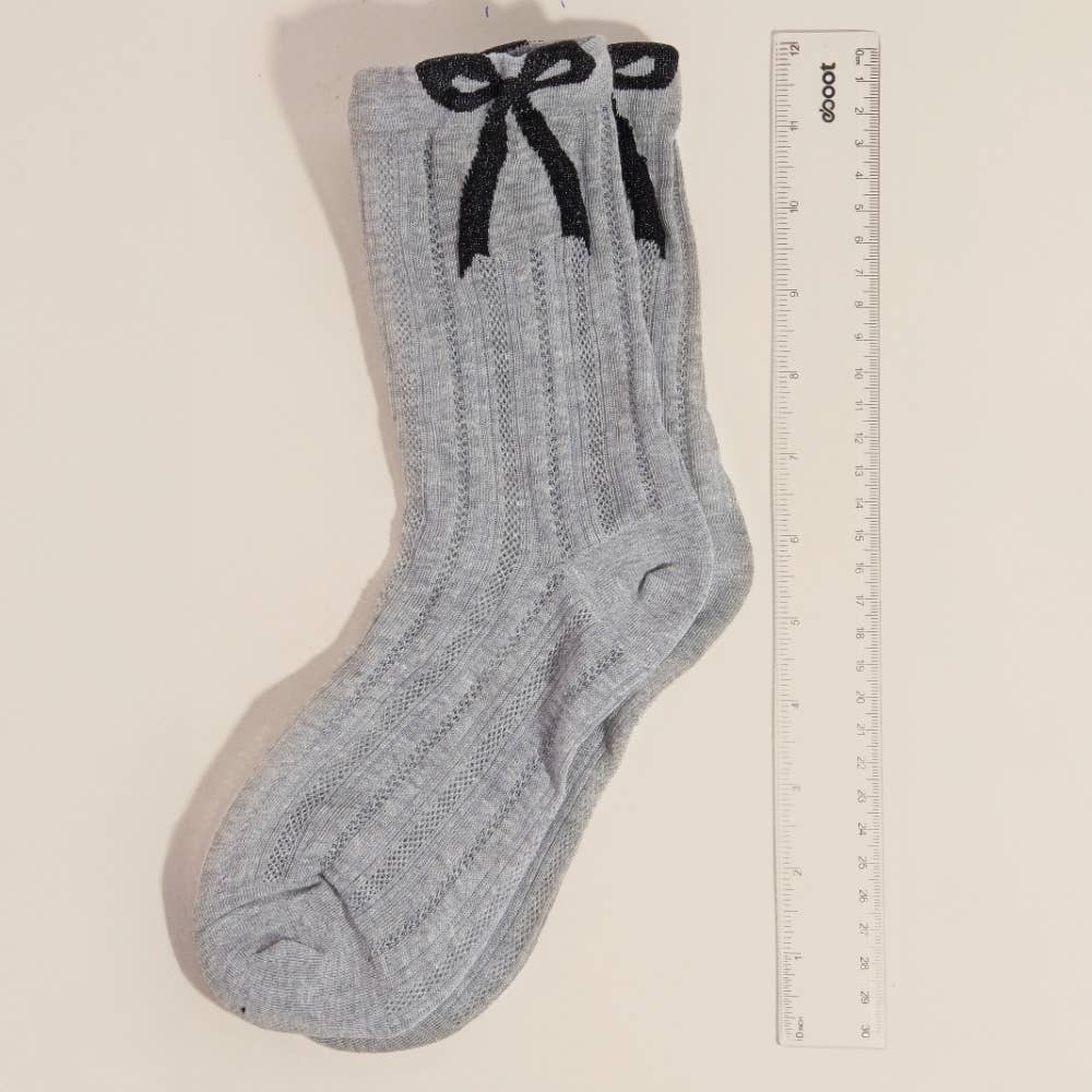 Embroidered Ribbon Bow Socks