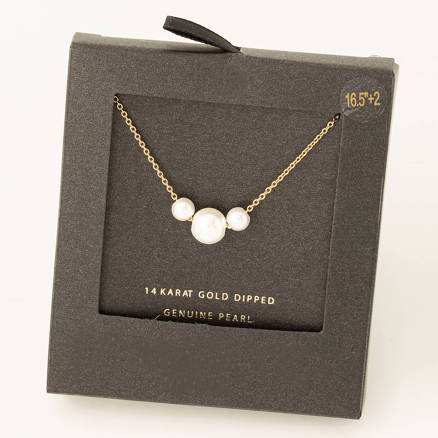 Secret Box Gold Dipped Chain Genuine Pearl Charm Necklace