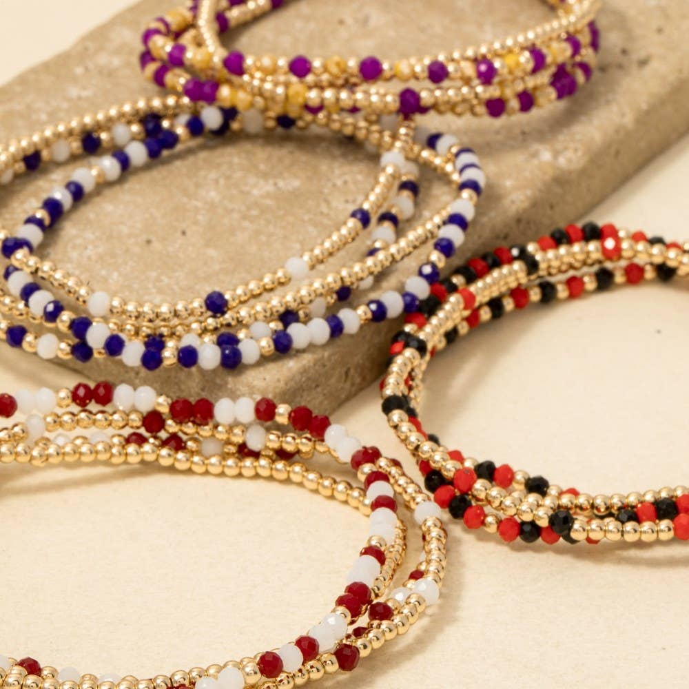 Colorful Game Day Beaded Bracelet Set