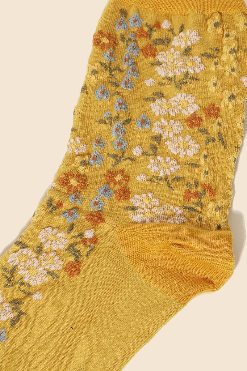 Yellow Multi Flower Pattern Socks