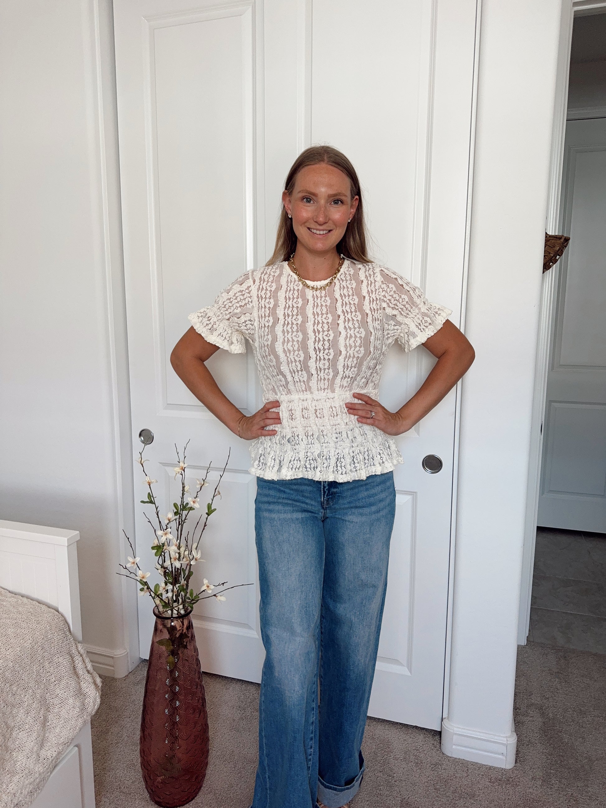 Stacey Short Sleeve Lace Blouse