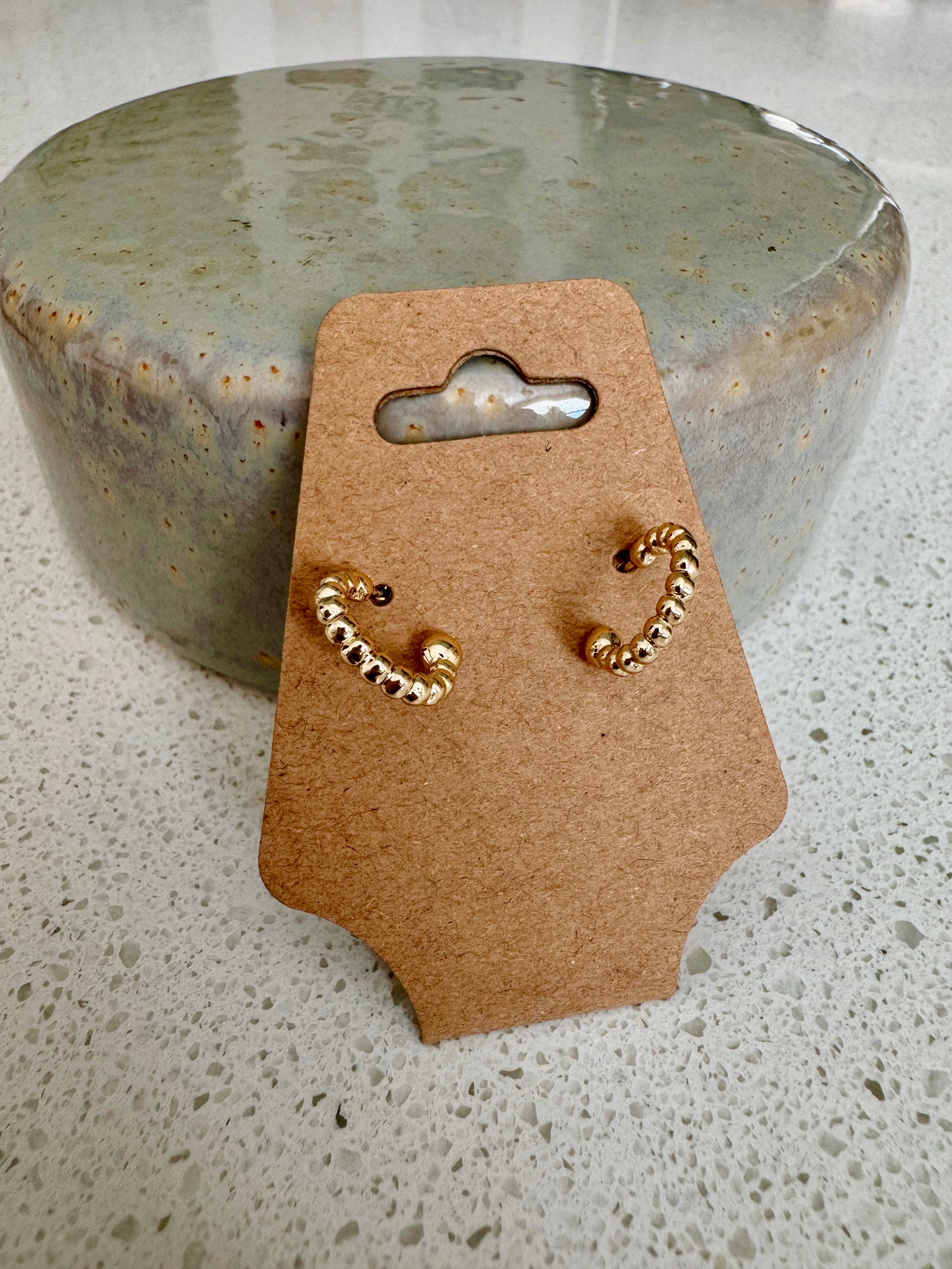 Twisted gold Beaded Earring