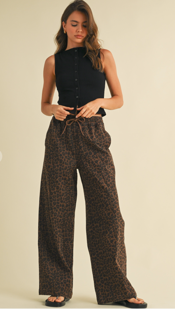 Leopard Print Wide leg Pant