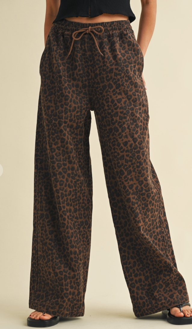 Leopard Print Wide leg Pant