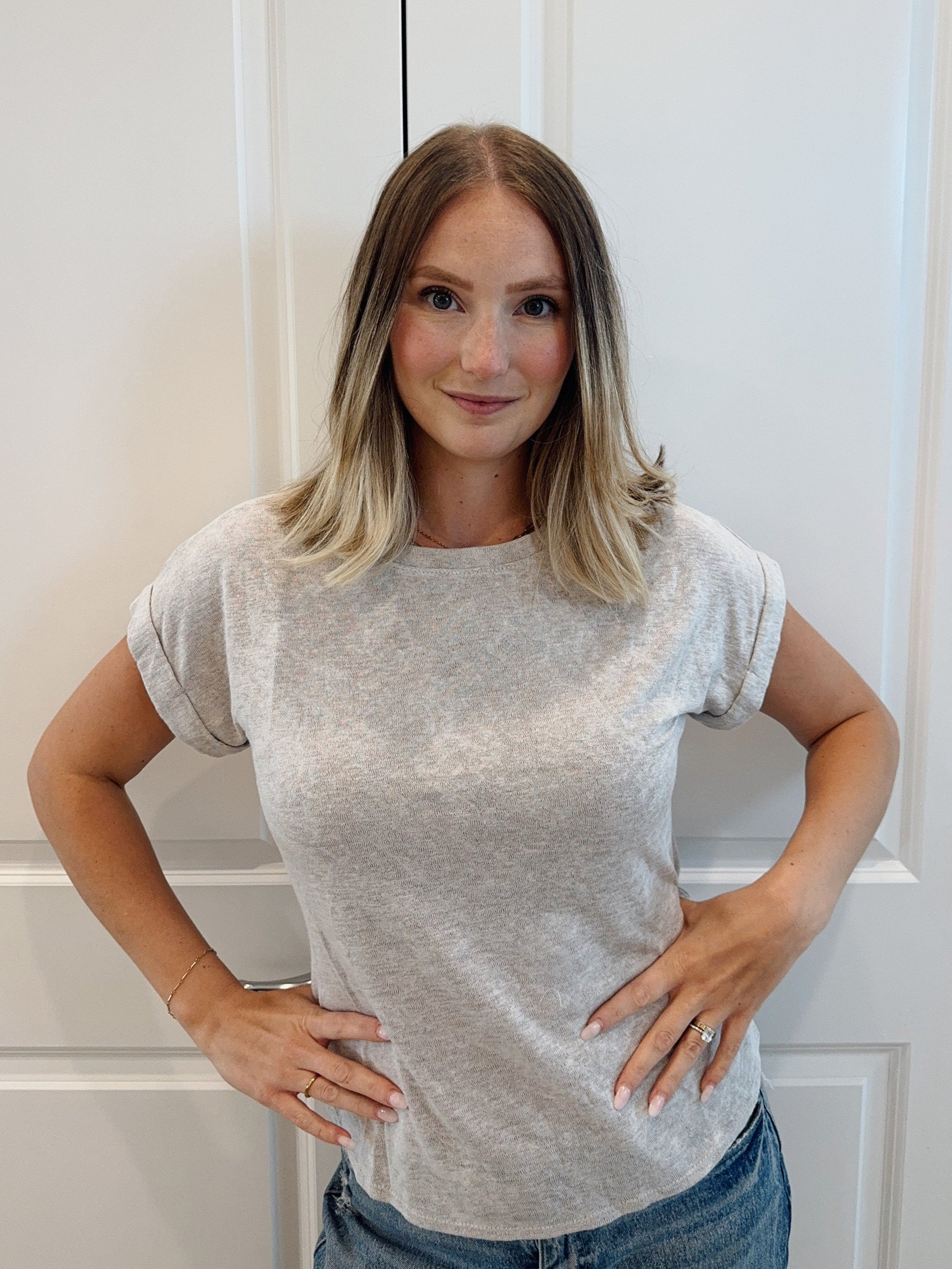 Grace Knit Cuffed Short Sleeve Top