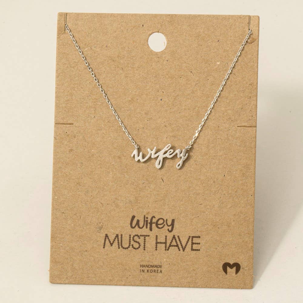 Gold Dipped Wifey Handwritten Pendant Necklace