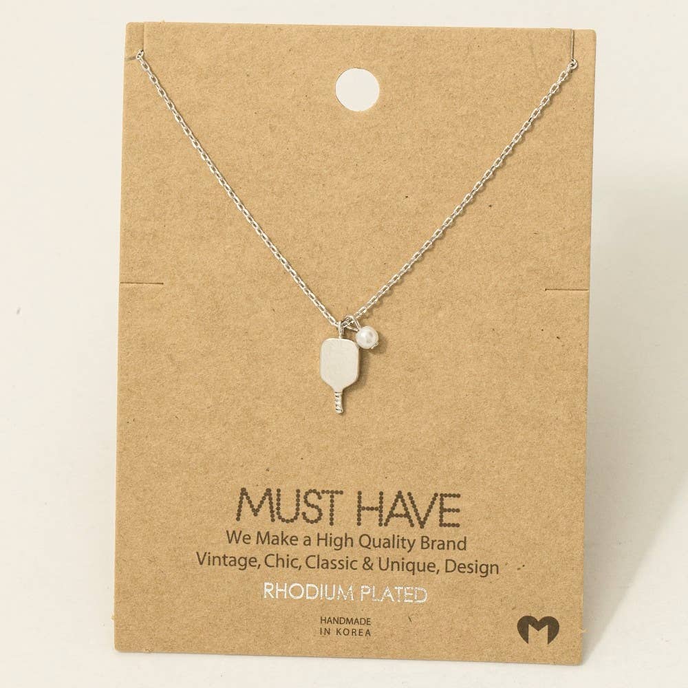 Gold Dipped Pearl Pickle Ball Pendant Necklace